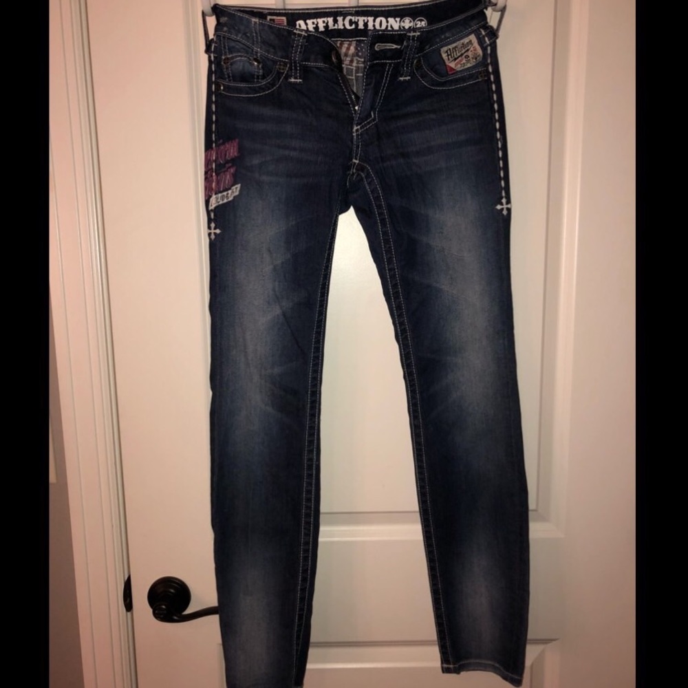 Affliction Jeans with Cute Pink Designs!